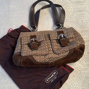Brown coach bag mini cc with dust bag